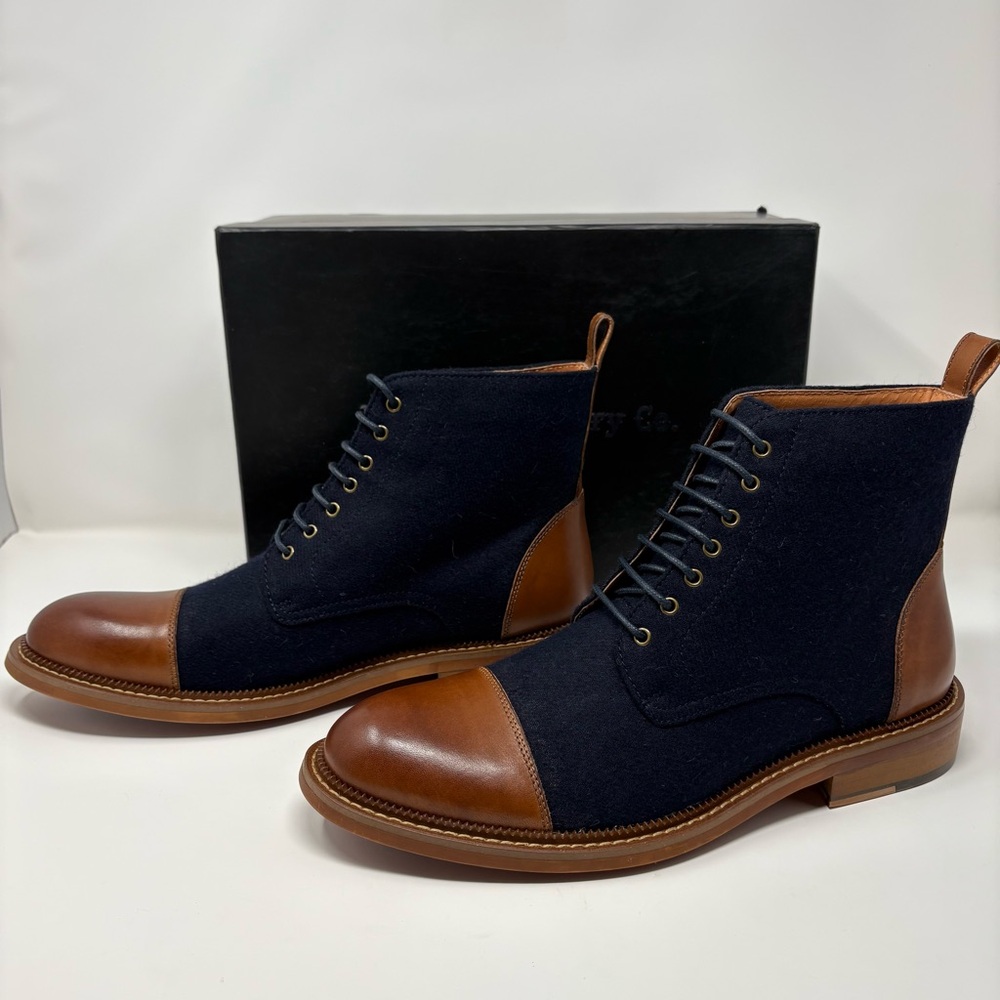 Vintage Foundry Co Remington Boots Blue Tan Mens 10 New In Box